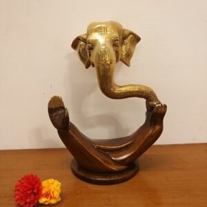 Brass Modern Ganesha With Colored Base Big Statue