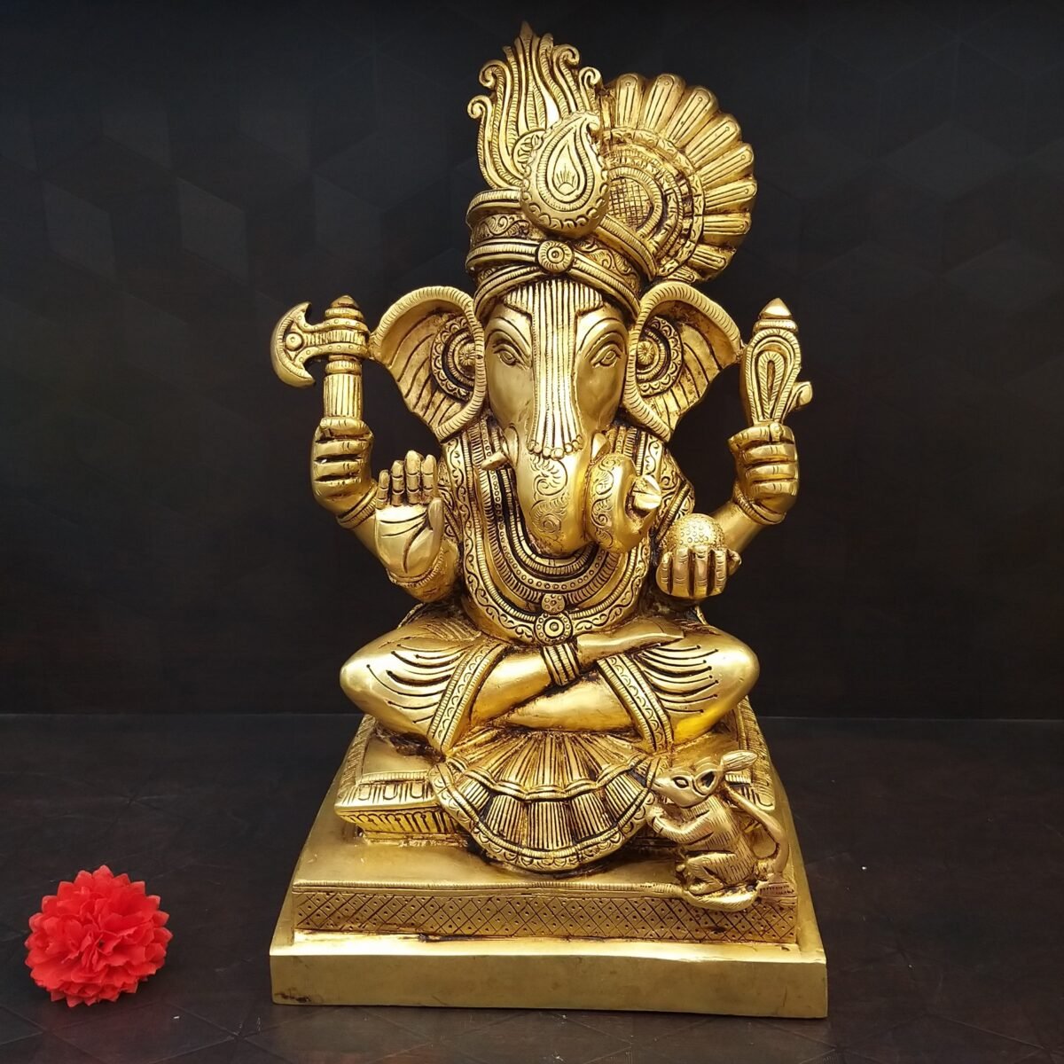 Brass Handcrafted Pagadi Ganapathy Idol- 13