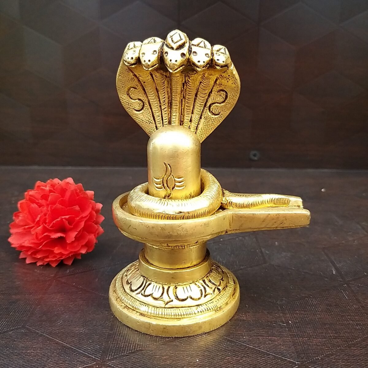 Brass Shiva Lingam With The Snake Idol
