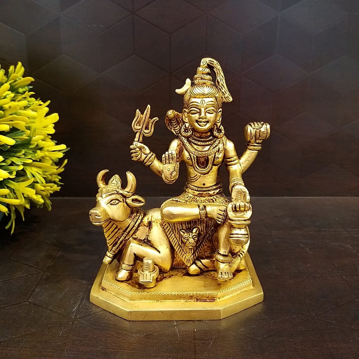 Brass Shiva Sitting On Cow Idol
