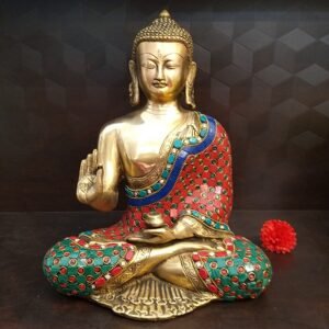 Brass Stone Buddha Large Idol