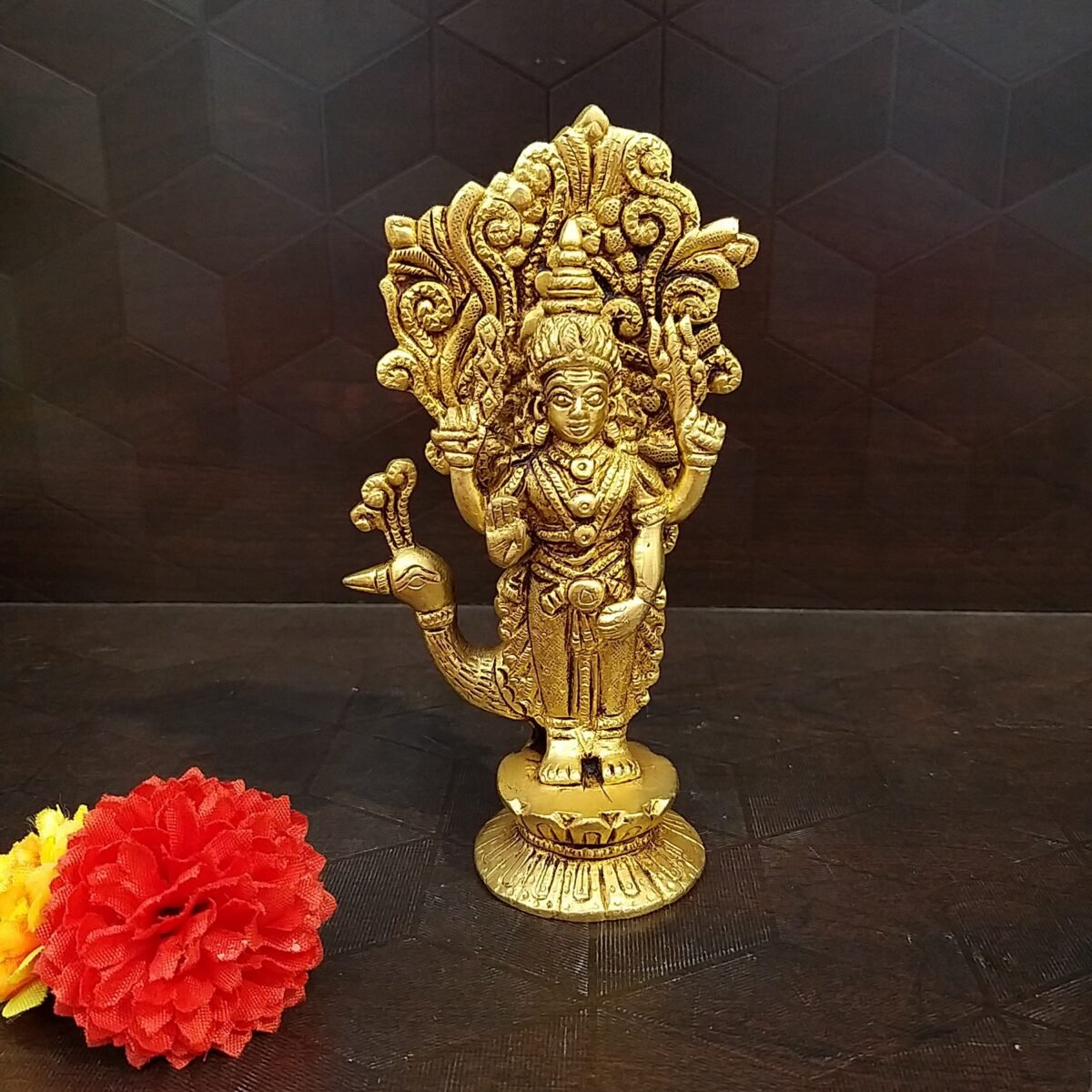 brass small murugan with big peacock feather statues hindu god idols home decor pooja items buy online india 10111