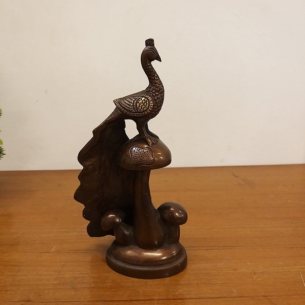 brass small peacock idol brown antique finish home decor gift buy online india 1
