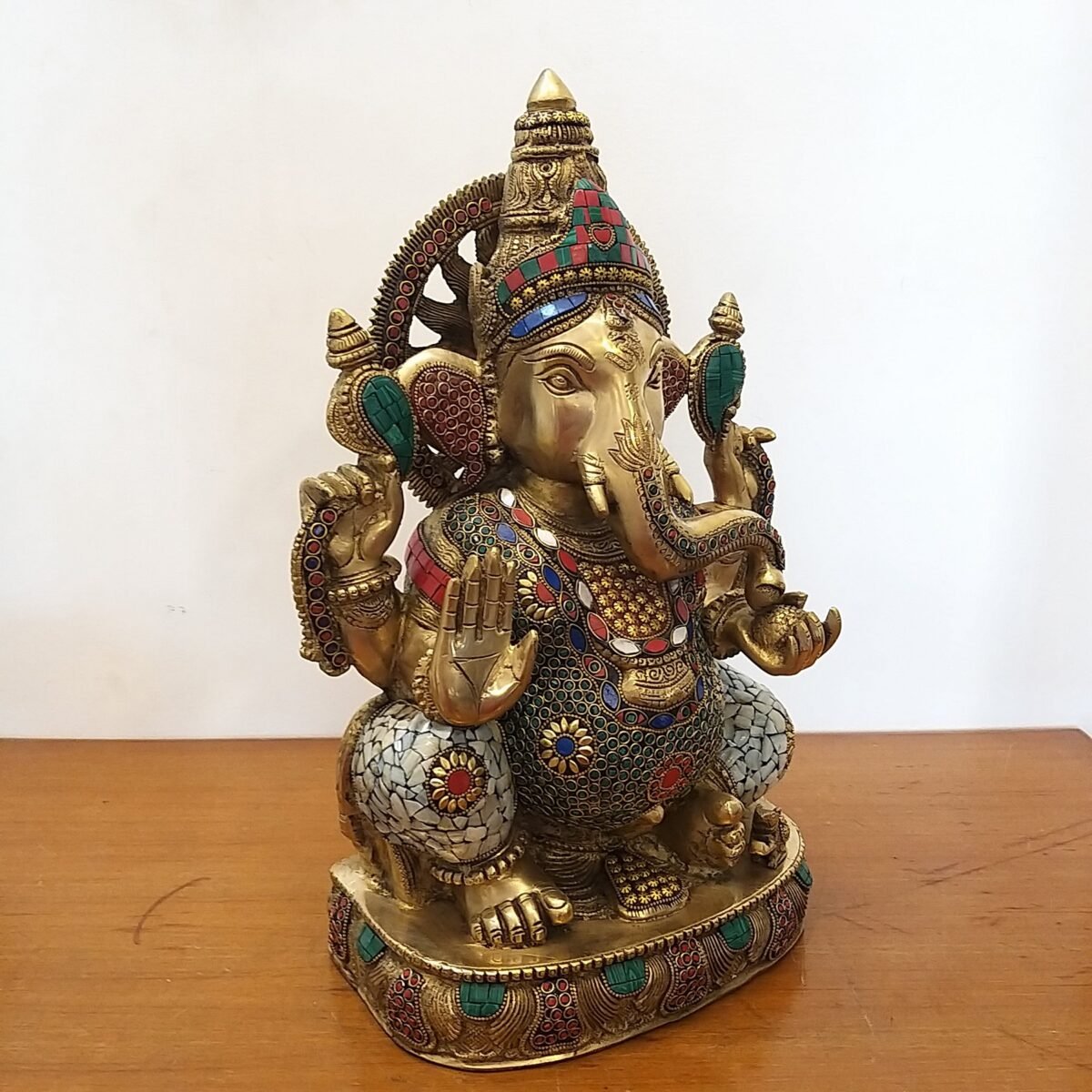 brass stone ganesha statue home decor hindu god statues showpiece gift buy online india 20006 1