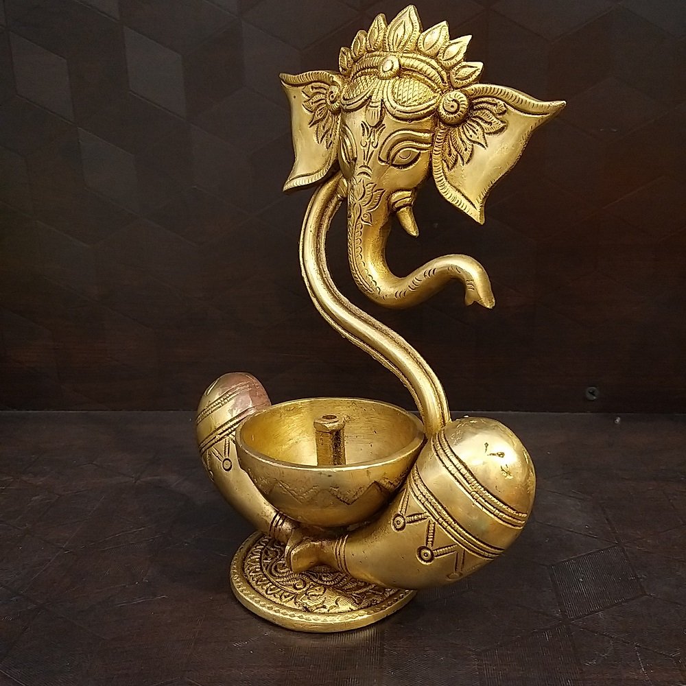 Brass Modern Ganesha Diya Statue- 9