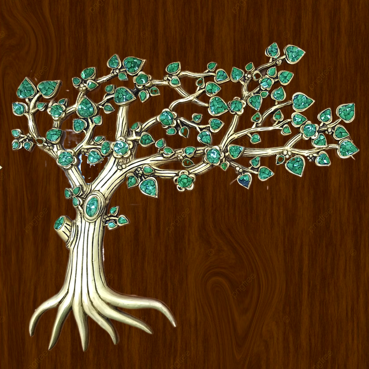 Brass Wall Hanging Tree With Stone Work