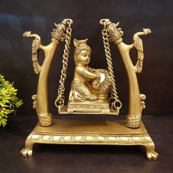 Brass Vennai Krishna On Jula Idol