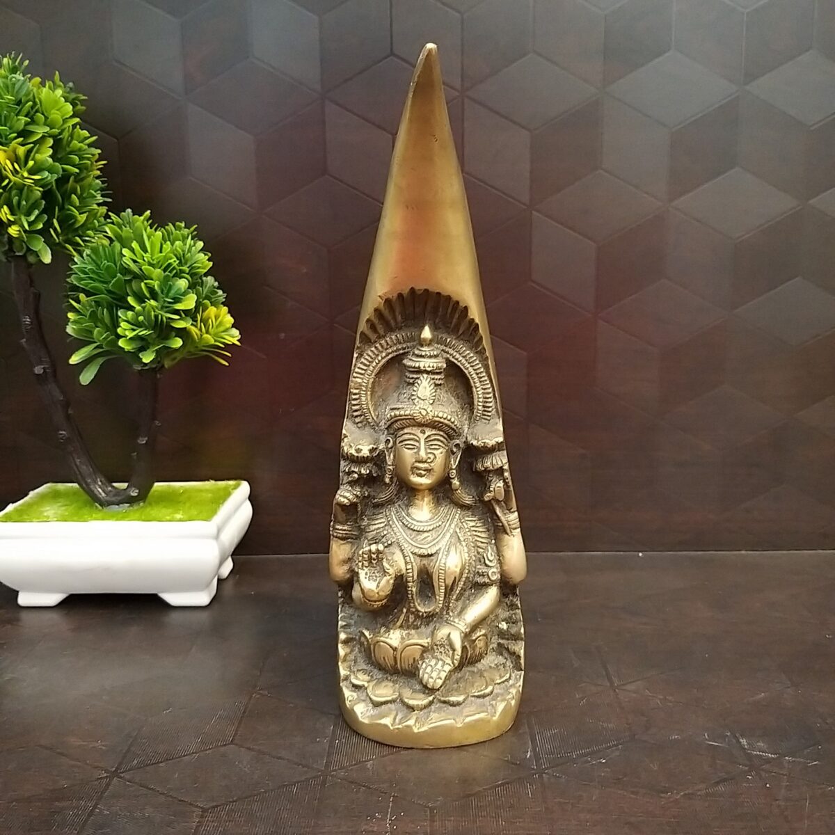 Brass Goddess Lakshmi in Horn Idol