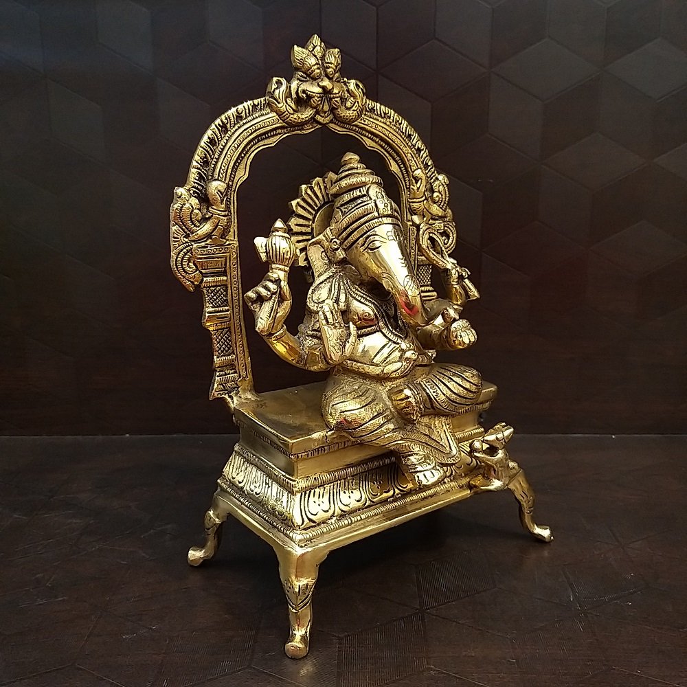 brass ganesha sitting on chowki stand idol big hindu god statues pooja items home decor gift buy online india 20024 1