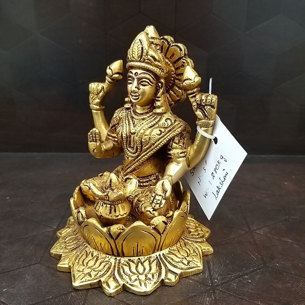 brass goddess lakshmi idol on lotus hindu goddess statue pooja items gift buy online india 6060 2