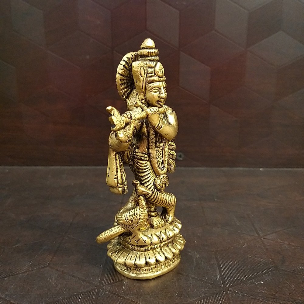 brass krishna with peacock small idol home decor hindu god statues pooja items giftbuy online india 20033 1