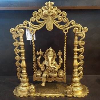 Brass Ganesha on Swing/Jula Handcrafted Idol