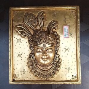 Brass Krishna face Wall Hanging Square Plate