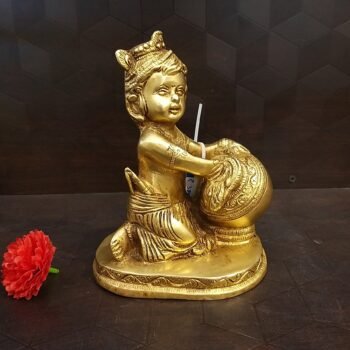 Brass Baby Krishnar With Butter Pot Idol