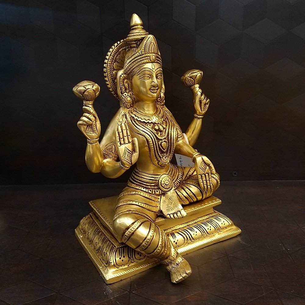 brass big lakshmi idol superfine finish home decor pooja items hindu god statues gift buy online india coimbatore 10192 1