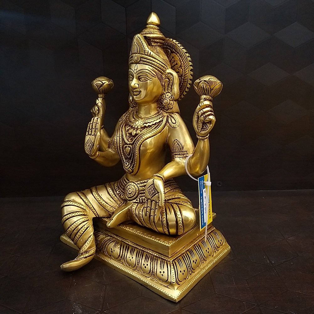 brass big lakshmi idol superfine finish home decor pooja items hindu god statues gift buy online india coimbatore 10192 2