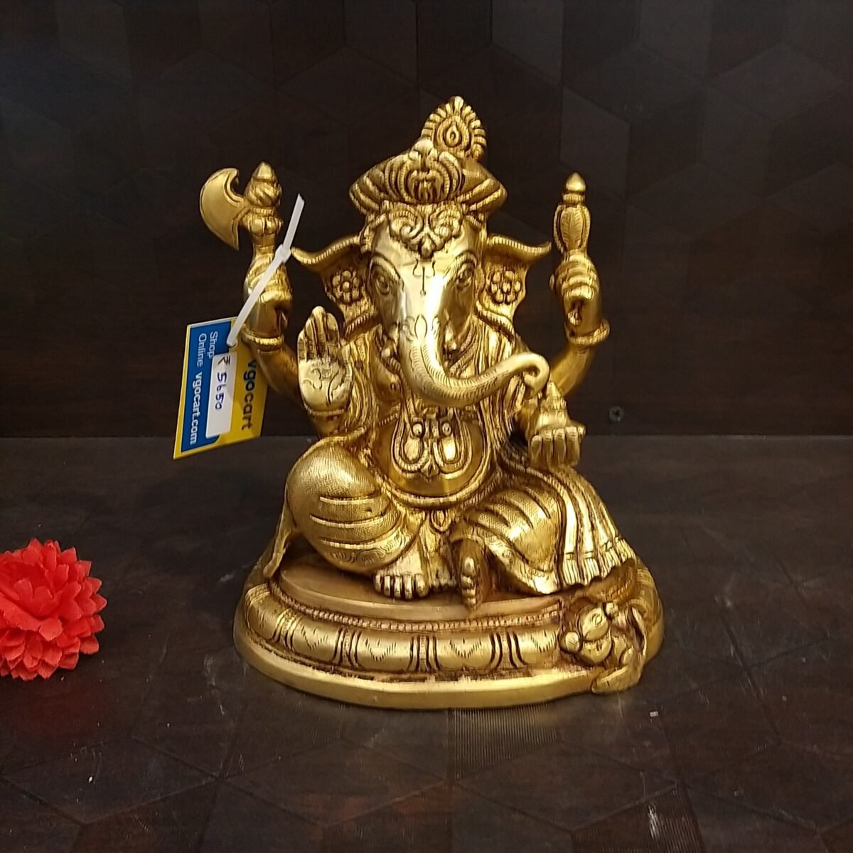 Brass Pagadi Ganesha on Triangle Base