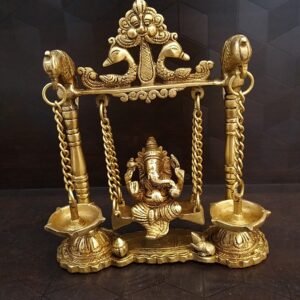Brass Ganesha with Deepak Jhula Idol