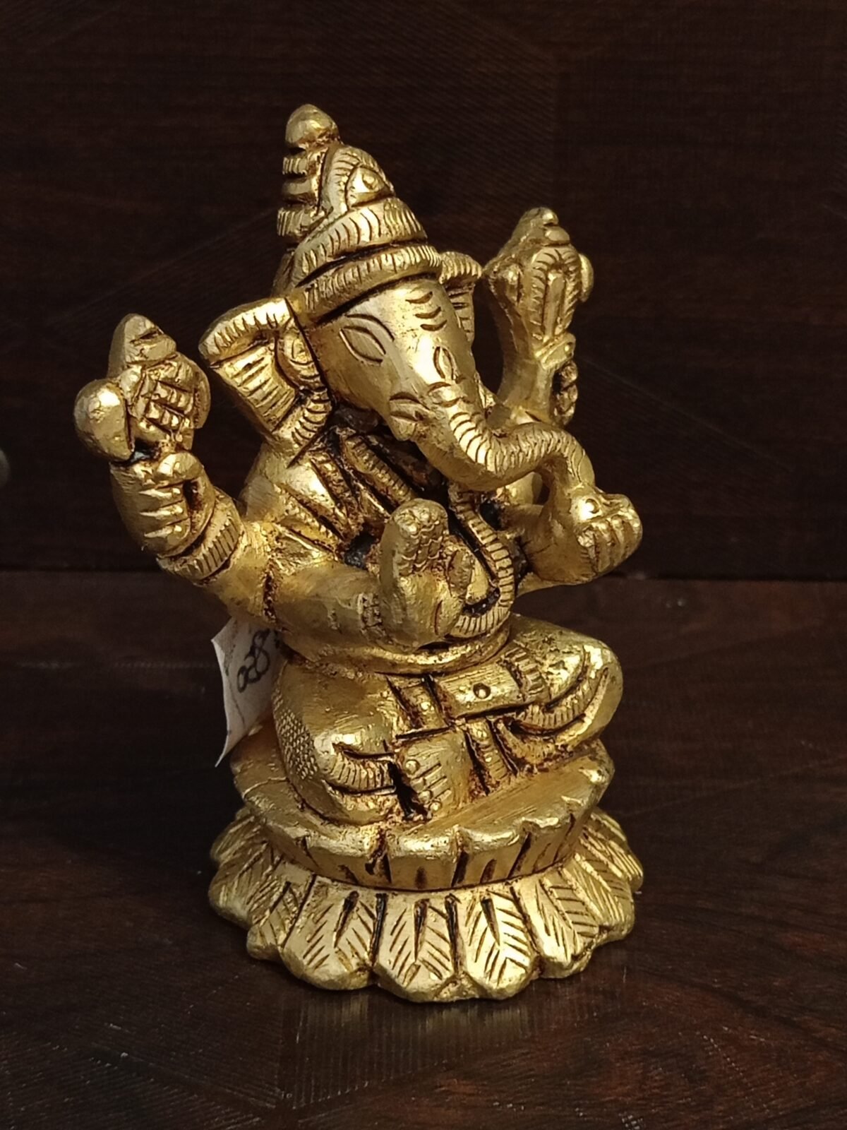 brass designer ganesha on lotus base idol 3 scaled