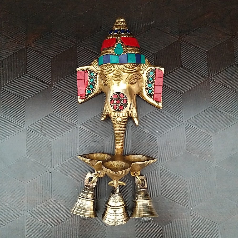 Brass Ganesha Deepak Wall Mount Idol