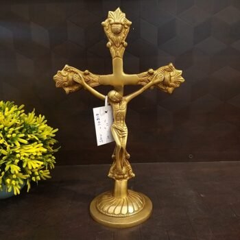 Brass Holy Jesus Idol on Cross
