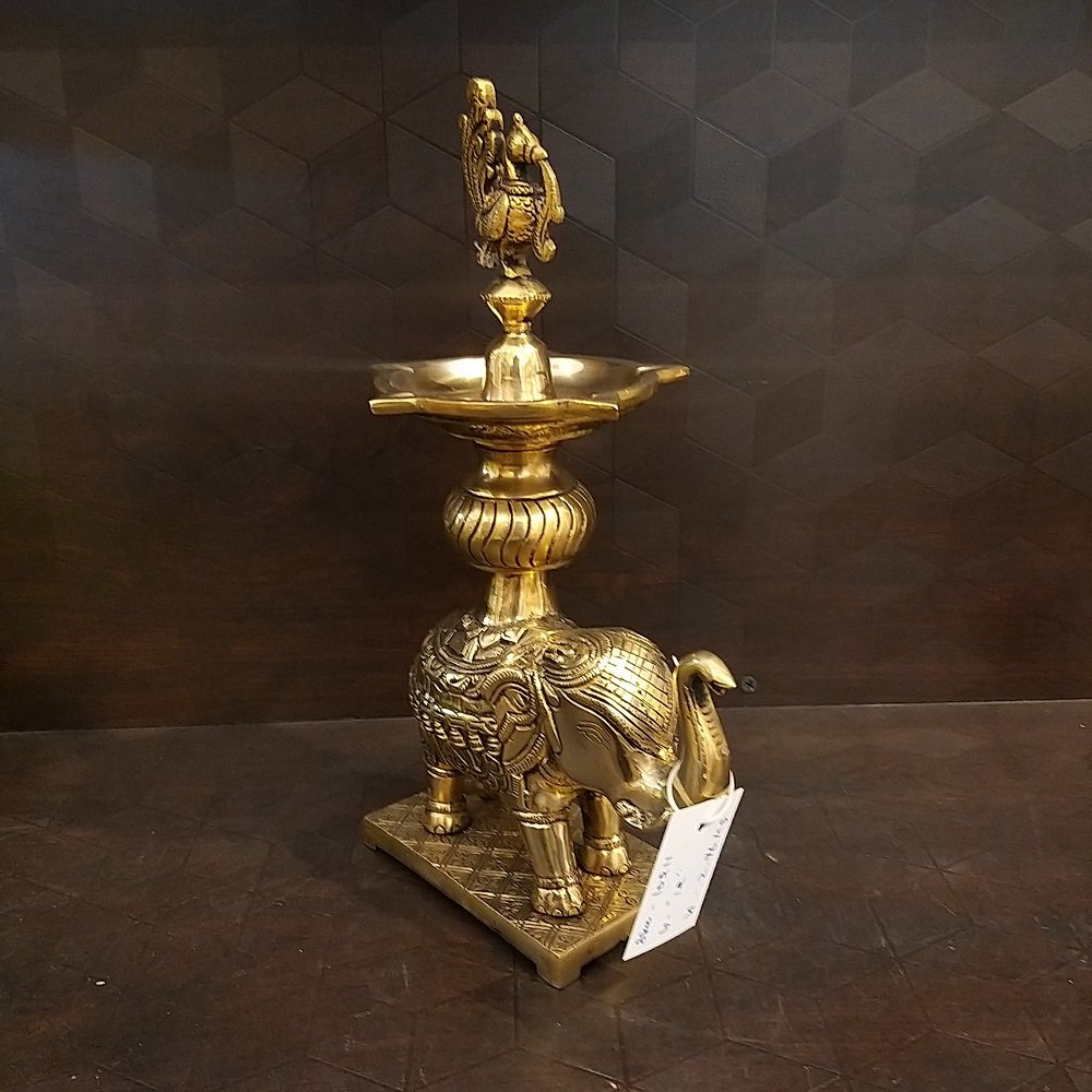 brass kuthuvilakku on elephant idol big statue home decor pooja items hindu god idols gift buy online india 10211 2