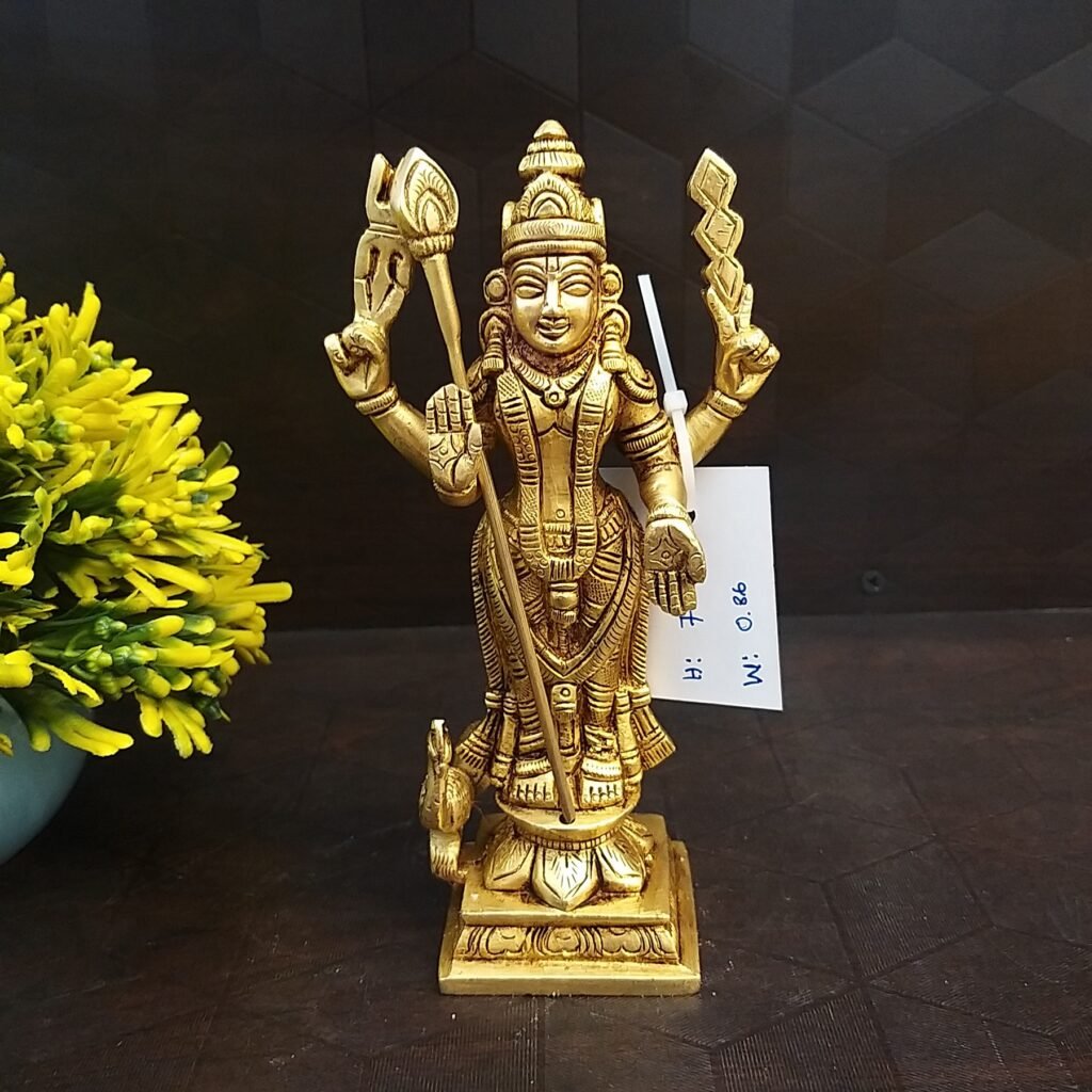 Brass Murugan Statue with Valli And Deivanai 4