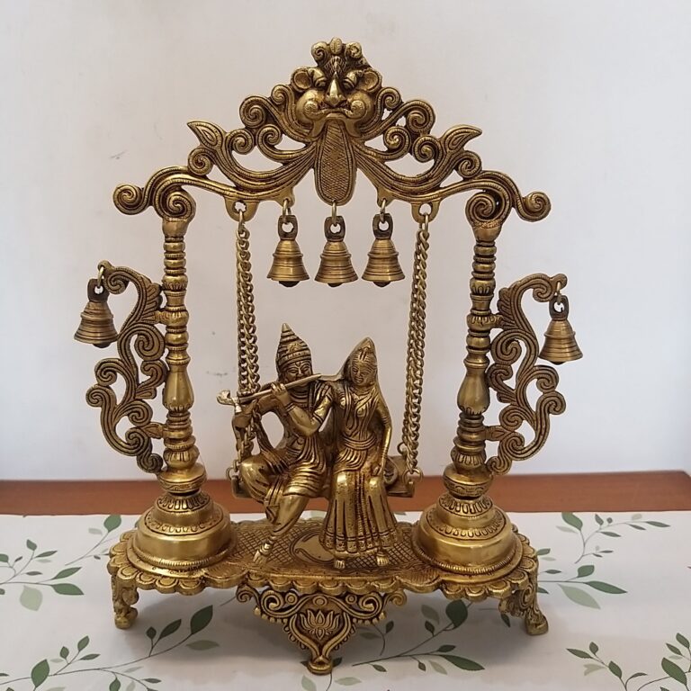 Brass Radha Krishna Jhula With Designer Arch And Base Idol Big Vgocart Com Brass