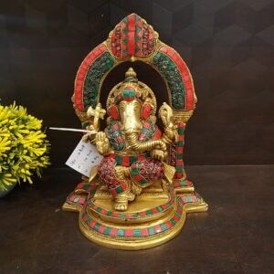 brass stone ganesha on base idol home decor pooja items hindu god statues buy online india 10208