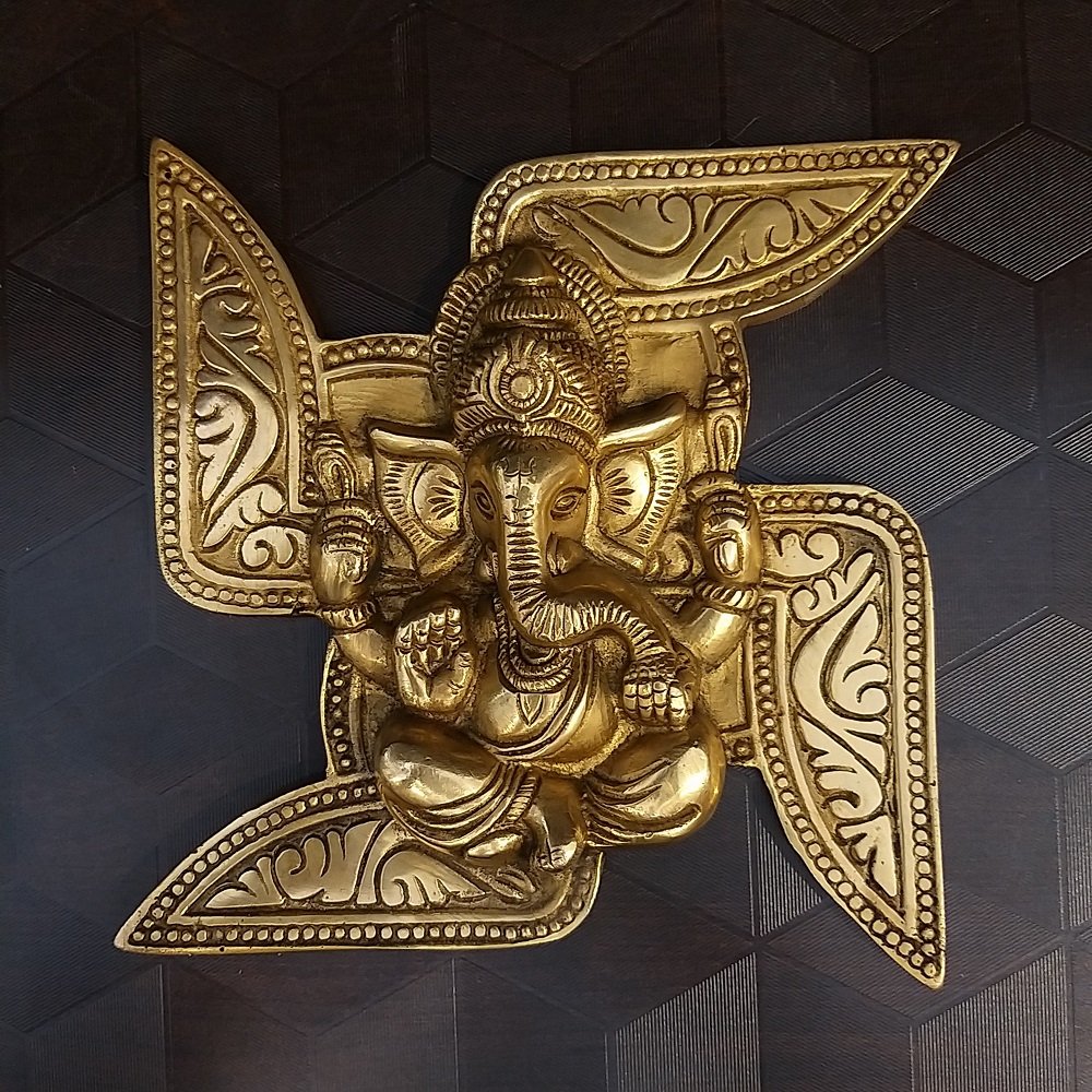 Brass Swastik Design Ganesha Wall Hanging