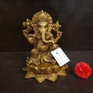brass big ganesha on lotus base idol home decor pooja items hindu god statues buy online india 10210