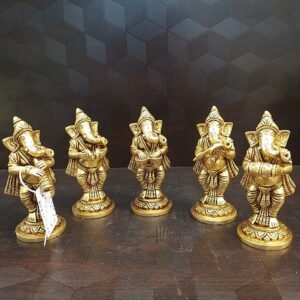 Brass Ganesha Musical Set Idols