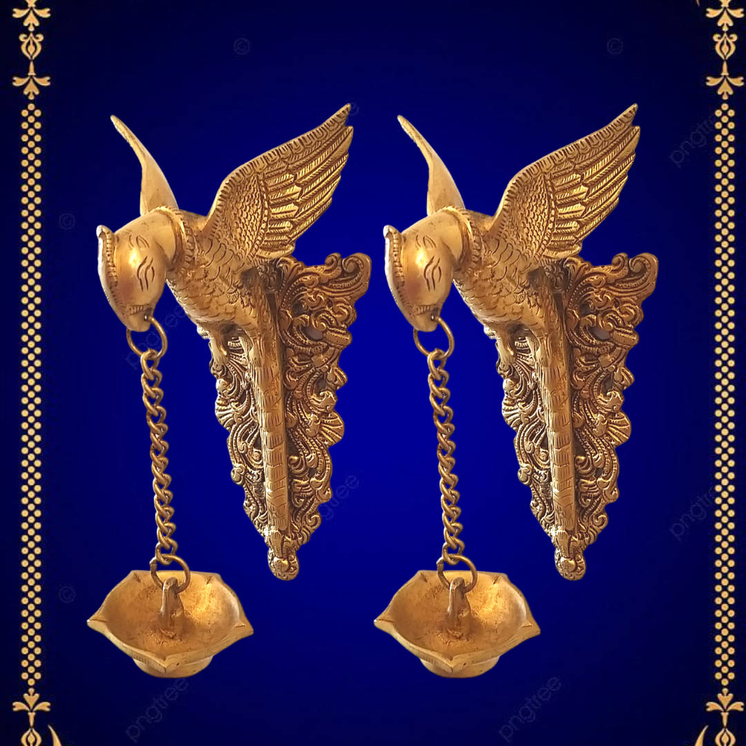 brass parrot with diya hanging idol home decor pooja items gift buy online coimbatore 10362