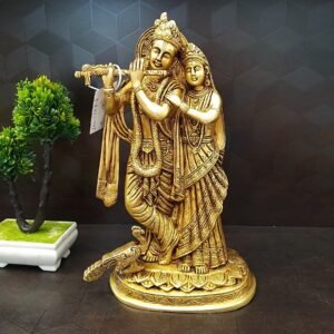 Brass Radha Krishna Idol on Lotus base Big Showpiece