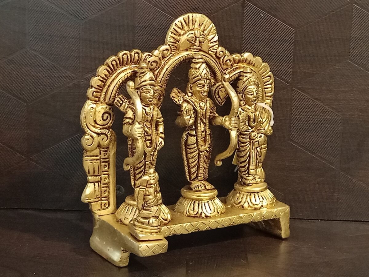 brass rama dharbar idol with arch 2 scaled