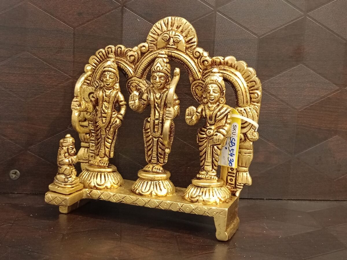brass rama dharbar idol with arch 3 scaled