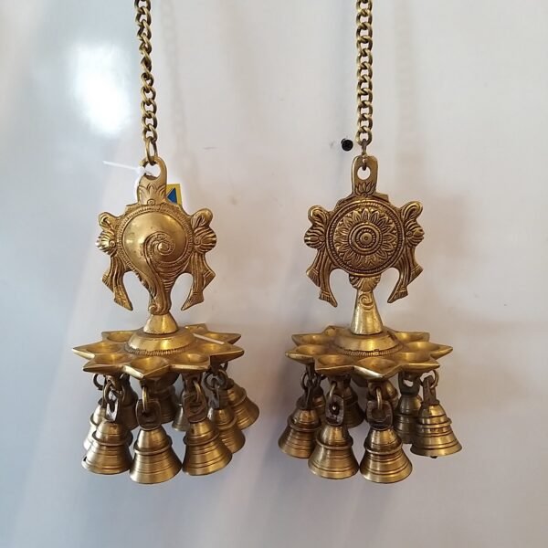 Brass Sangu Chakkaram Hanging Diya Pair