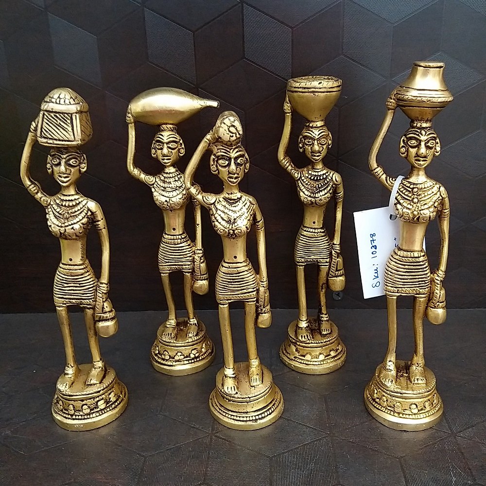 brass lady set statues with instruments home decor pooja items hindu god statues gift buy online 10378 1