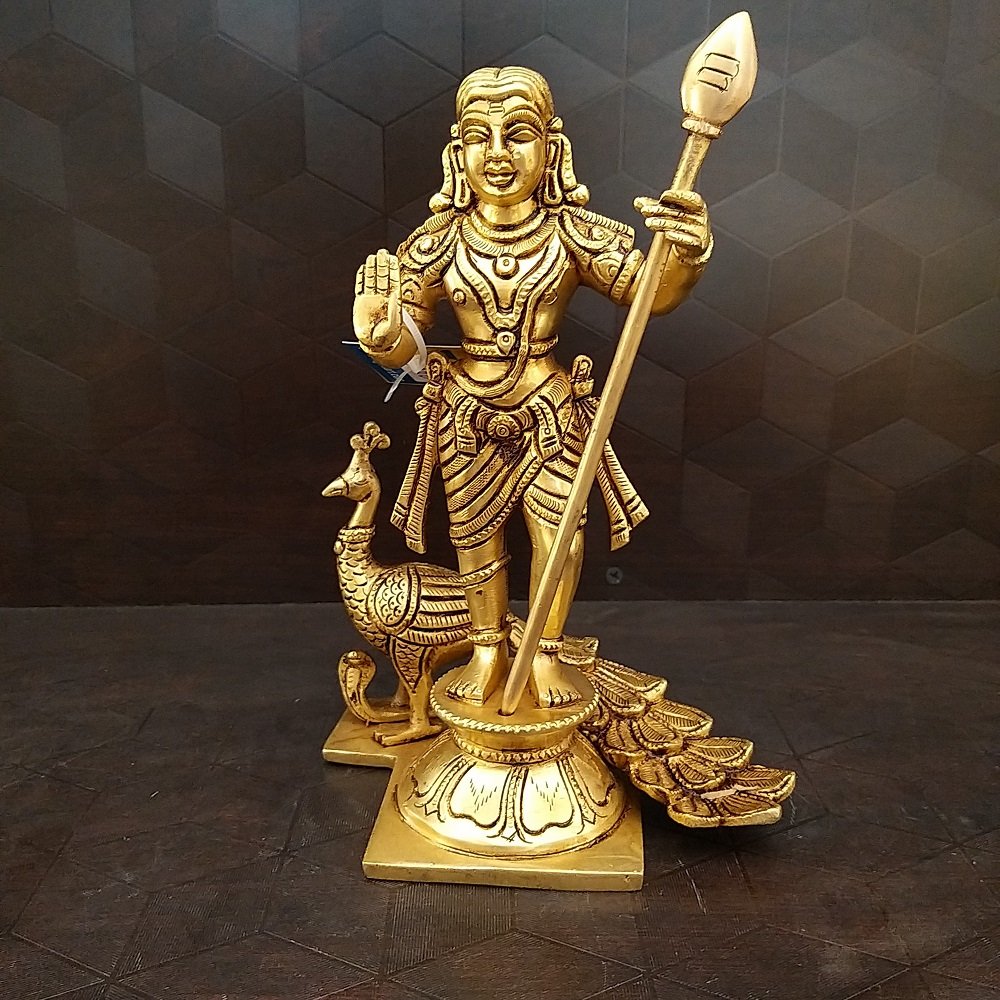 brass murugan with peacock grand idol home decor statues hindu god tamil kadavul murugar pooja items gift buy online india 6127