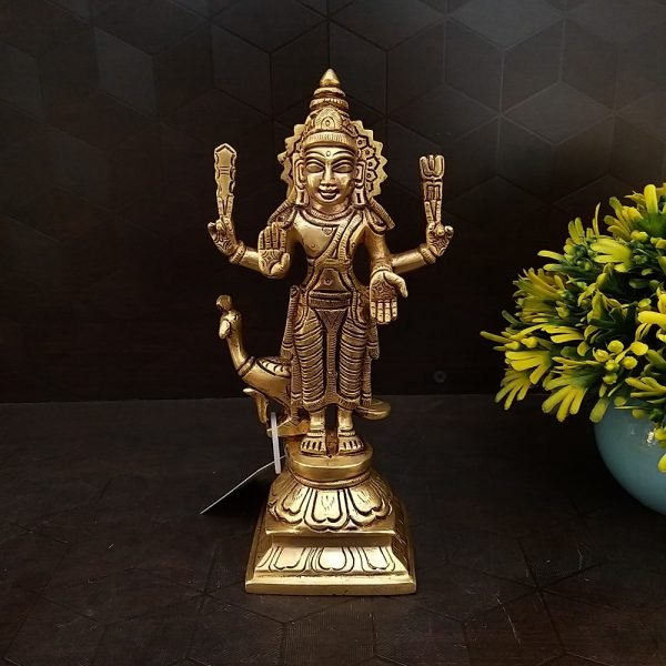 brass murugan with peacock idol home decor statues hindu god tamil kadavul murugar pooja items gift buy online india 6128