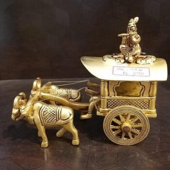 Brass Bullock Cart Krishna Idol
