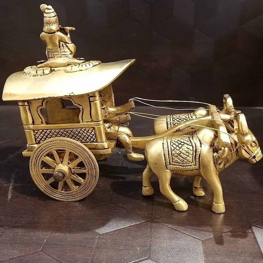 brass bullock cart with krishna idol home decor pooja items hindu god idol gift buy online coimbatore