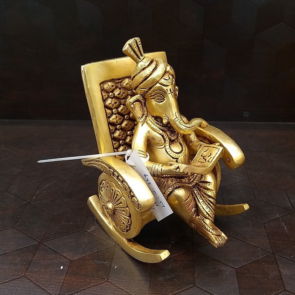 Brass Modern Ganesha On Chair- Large 6