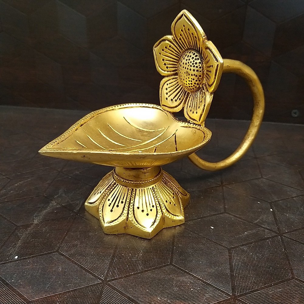 brass designer flower diya big home decor pooja items hindu god statues gift buy online india