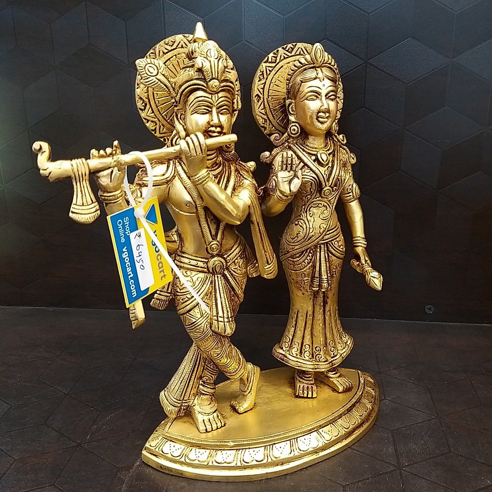 Indicast Brass Radha Krishna Jugal Jodi Murti Idol Statue Pair For Decor &  Gift Purpose Decorative Showpiece - 21 cm Price in India - Buy Indicast  Brass Radha Krishna Jugal Jodi Murti