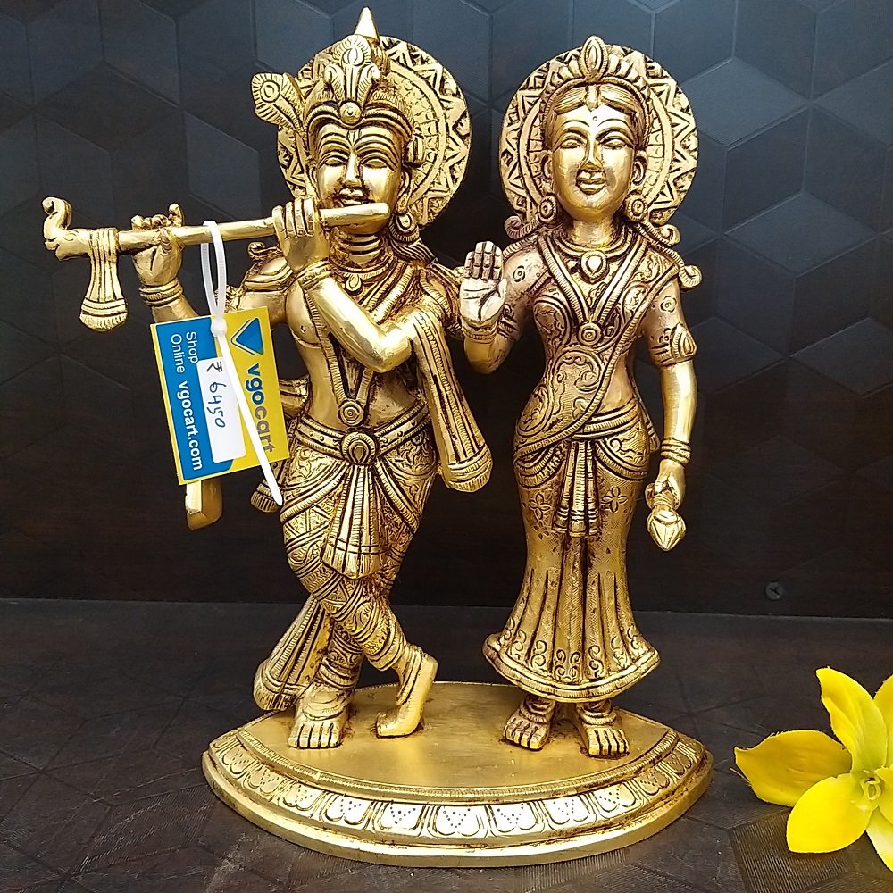 Buy White Box Oxidized Metal Lord Radha Krishna Idol Under Tree Golden  Finish Spiritual Showpiece for Gift Item Home Decor (14X7.5X19 cm, Gold)  Online at Low Prices in India - Amazon.in