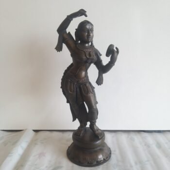 Panchaloha Goddess Devi standing with Mirror Statue
