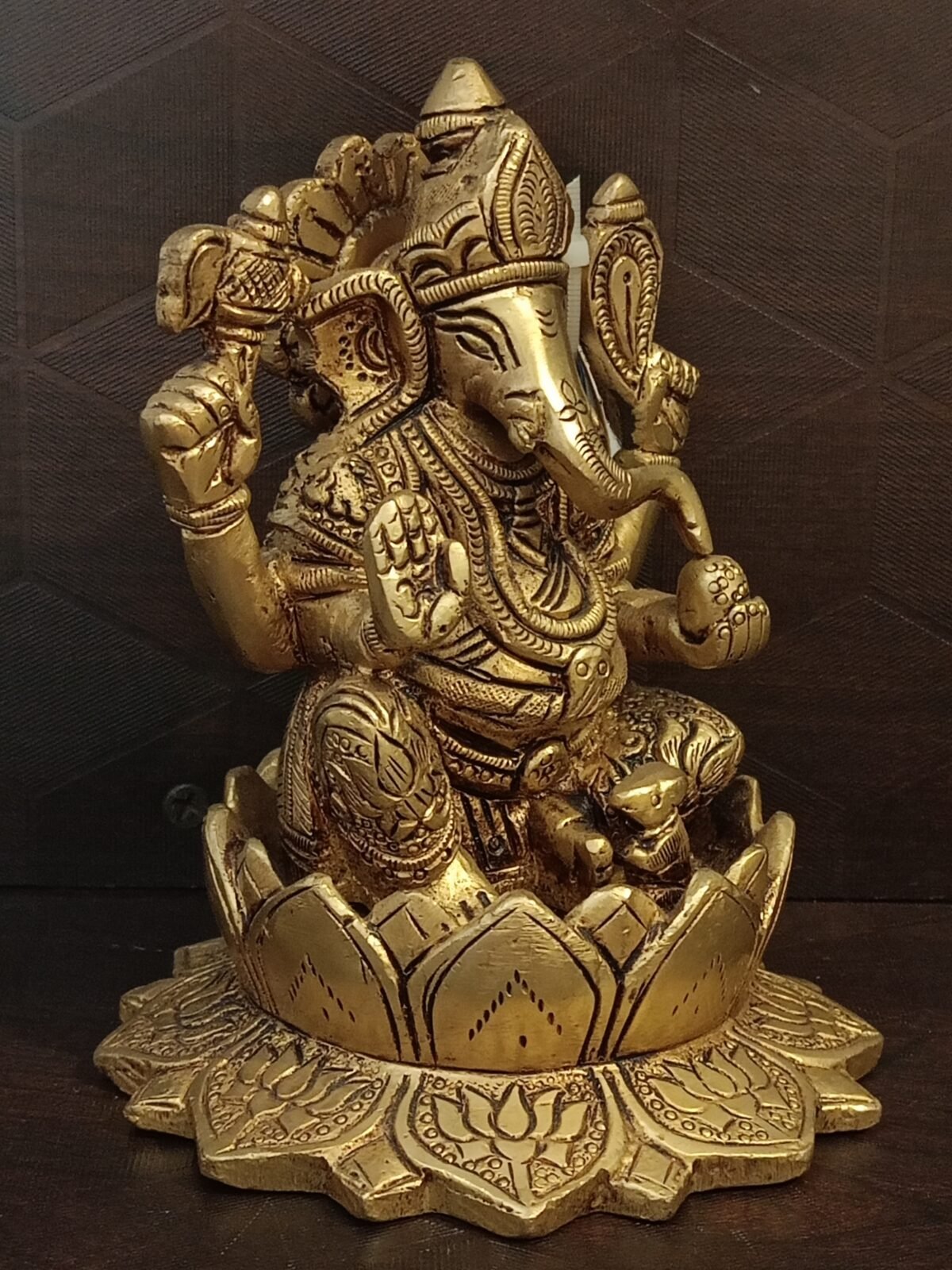 brass ganesha sitting on lotus 2 scaled