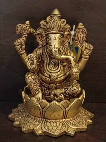 Brass Ganesha Sitting On Lotus