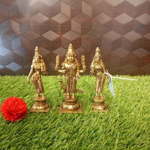 brass lord murugan with valli dheivanai idol hindu god statue buy online coimbatore india rm073 2